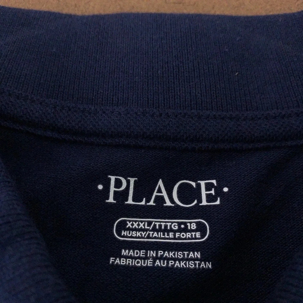 The Children's Place Boys 18 Husky Nautical Blue Short Sleeve Uniform Polo NWT